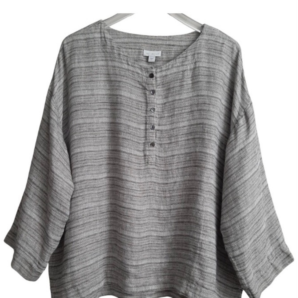 Pure Jill Linen Lagenlook Top Gray Size Large